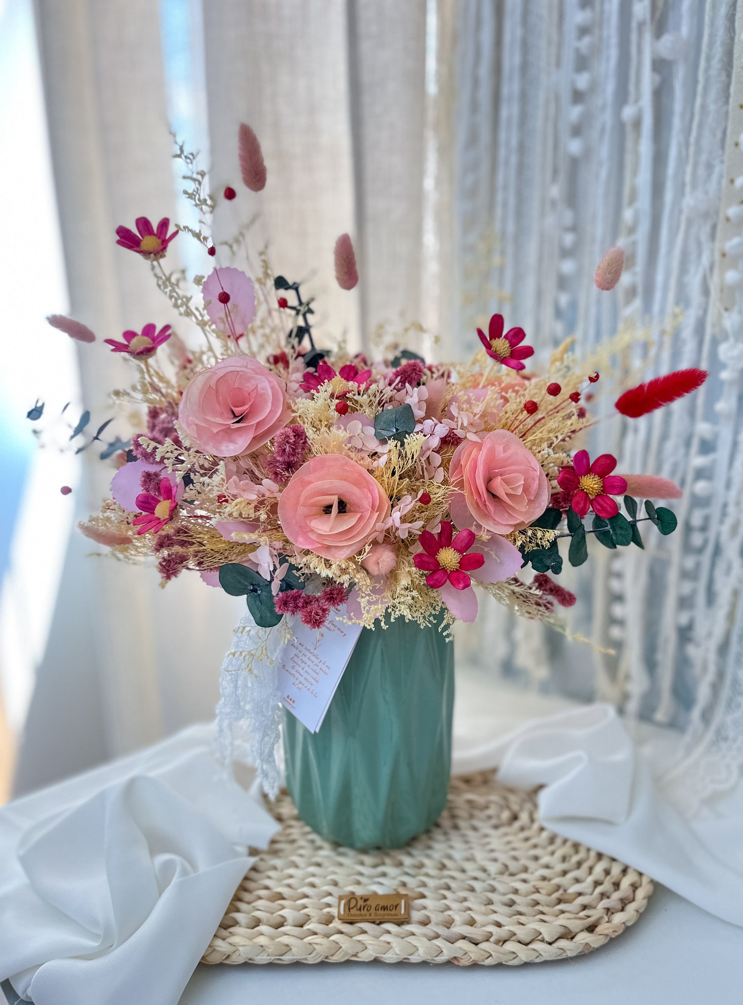 Ramo Lapislázuli con eucalipto preservado