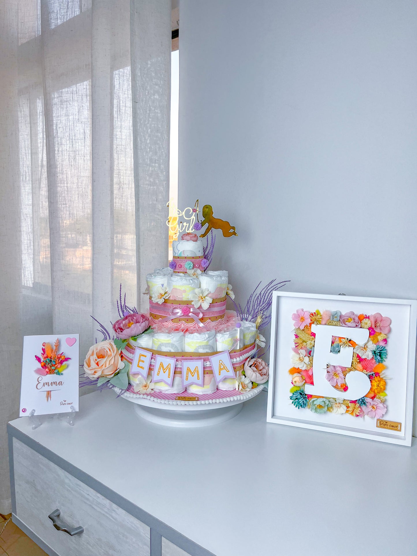 🤍 Tarta de pañales decorado y personalizado