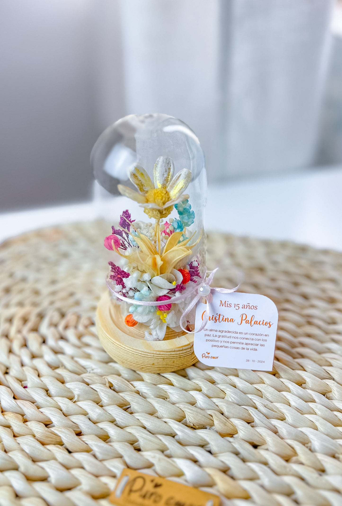 Cápsulas chic con flores naturales preservadas