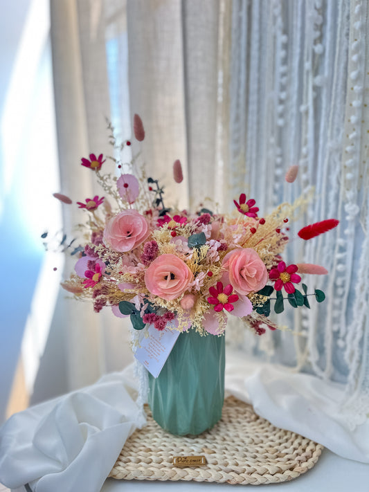 Ramo Lapislázuli con eucalipto preservado