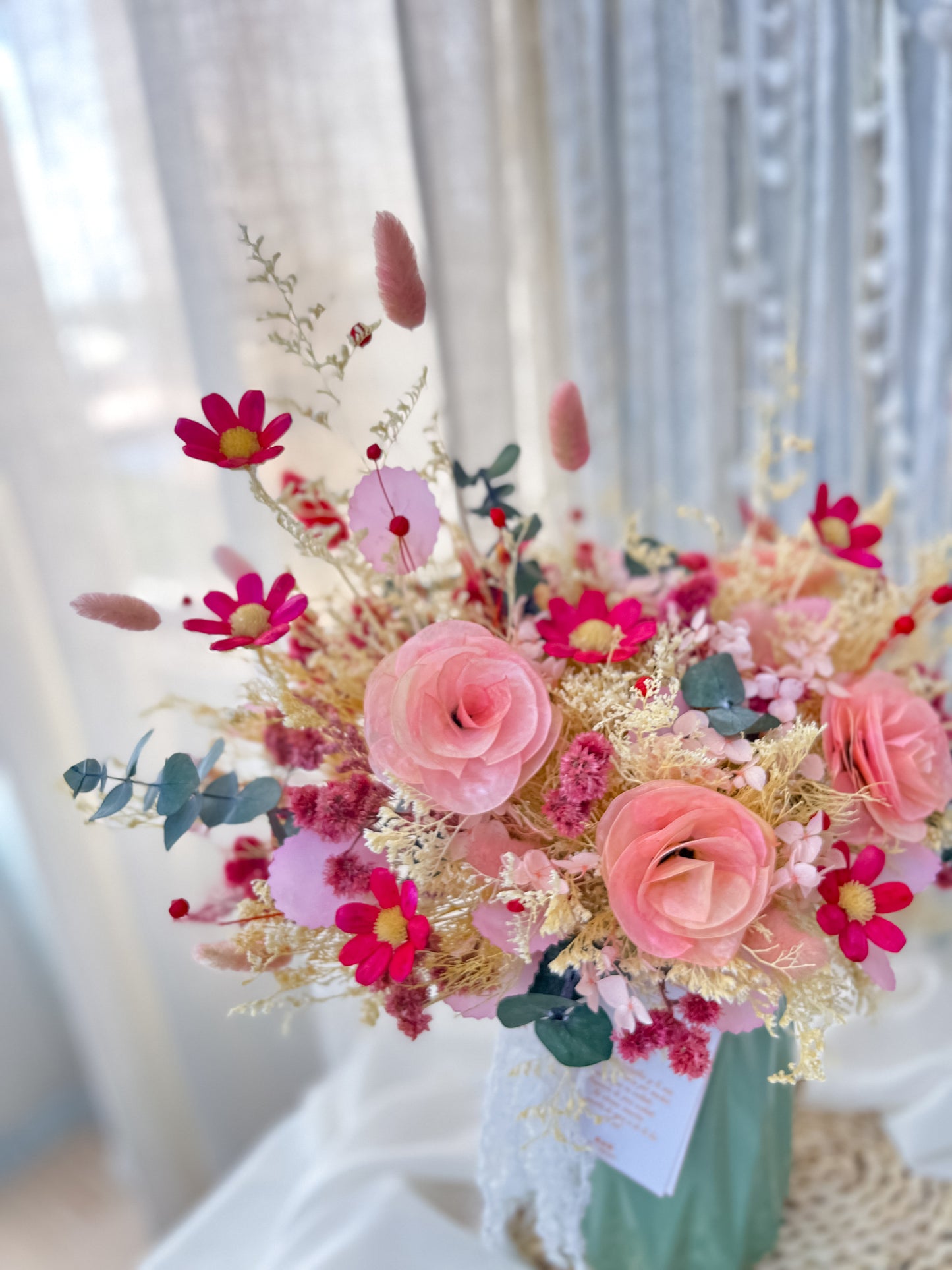 Ramo Lapislázuli con eucalipto preservado